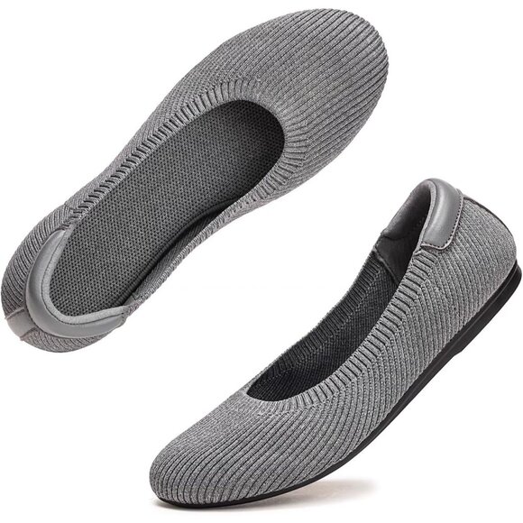 Frank Mully Women’s 6012grey Knit Fabric Round Toe Slip On Ballet Flat Shoes - Picture 6 of 7